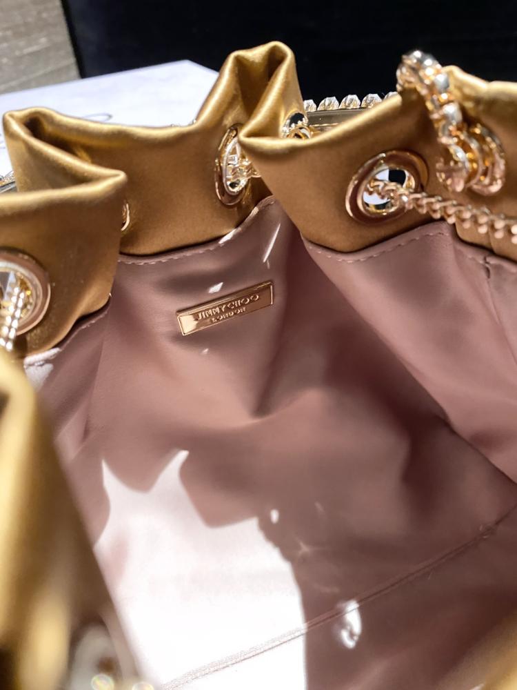 Jimmy Choo Bon Bon Satin & Crystal Embellished Bucket Bag Collection