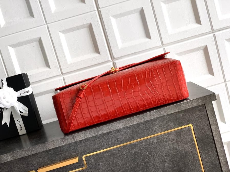 Chanel Croc-Embossed Leather Flap Bag