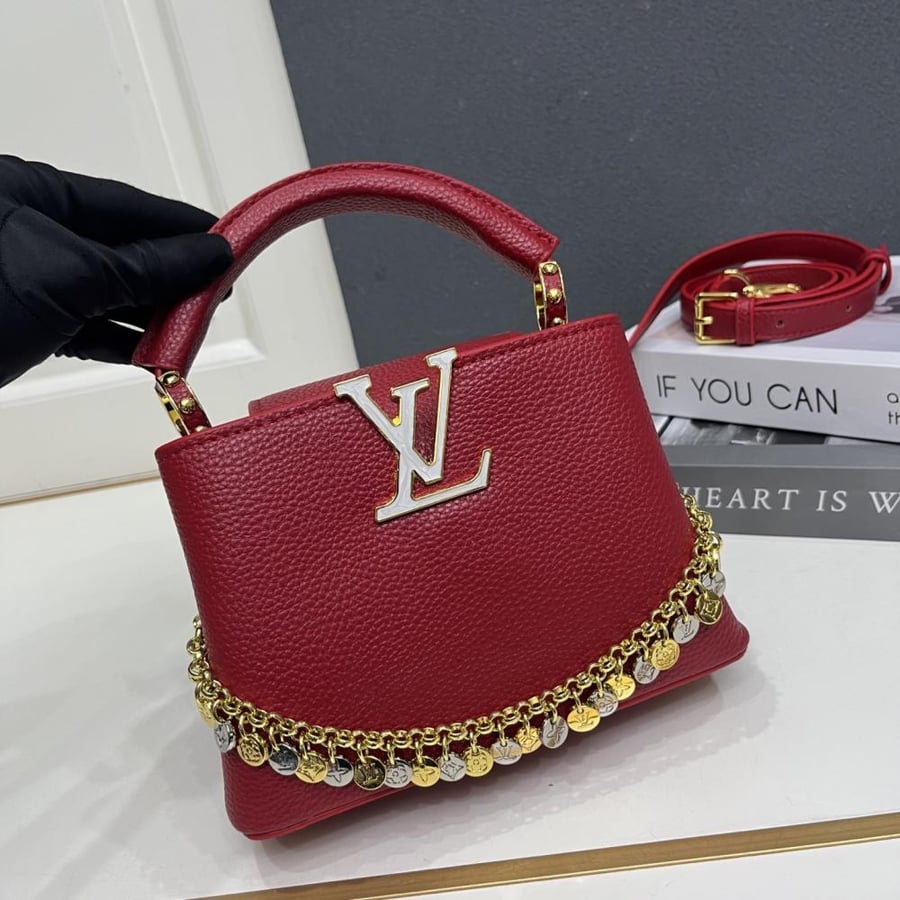 Louis Vuitton Capucines Mini Leather Bag with Charms Chain