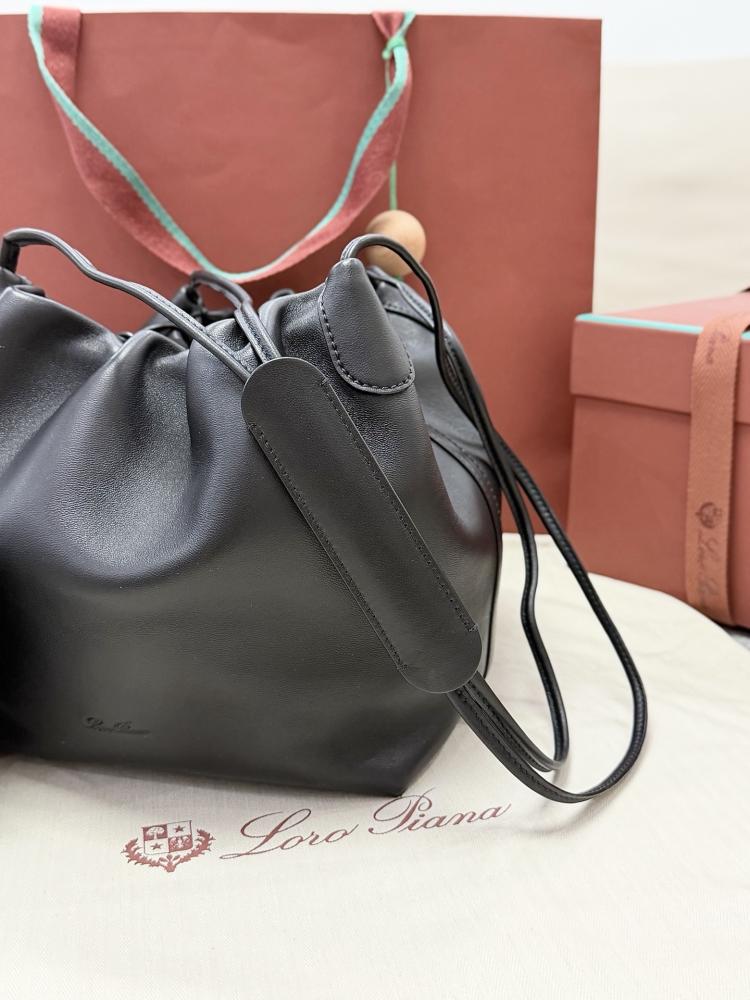 Loro Piana Bale Softy Drawstring Bucket Bag