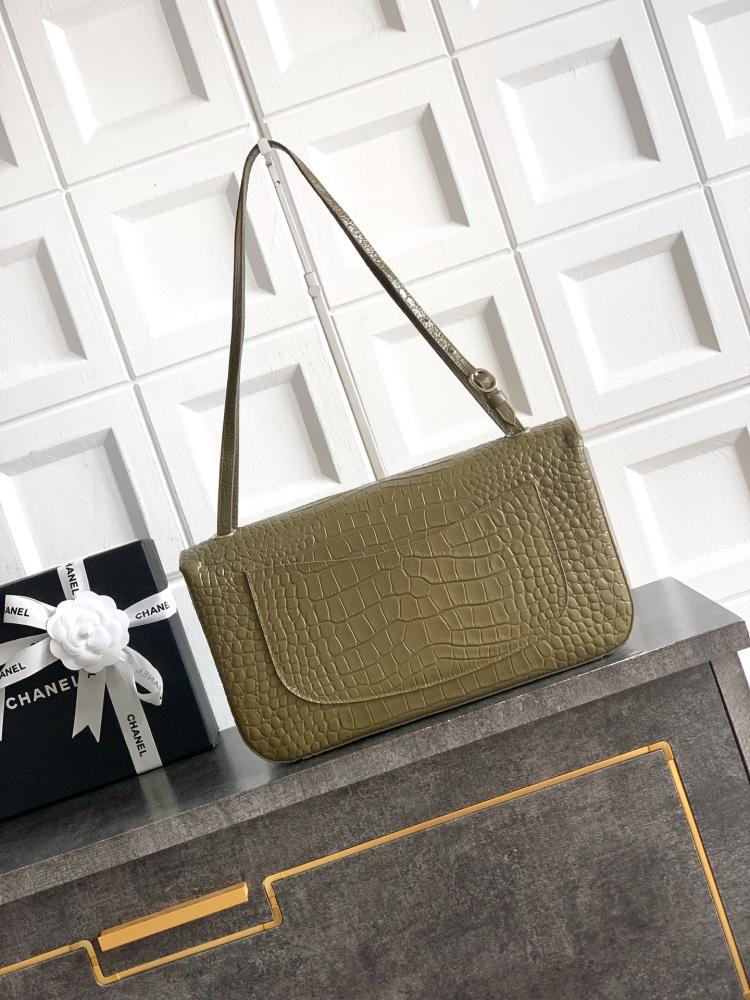 Chanel Croc-Embossed Leather Flap Bag