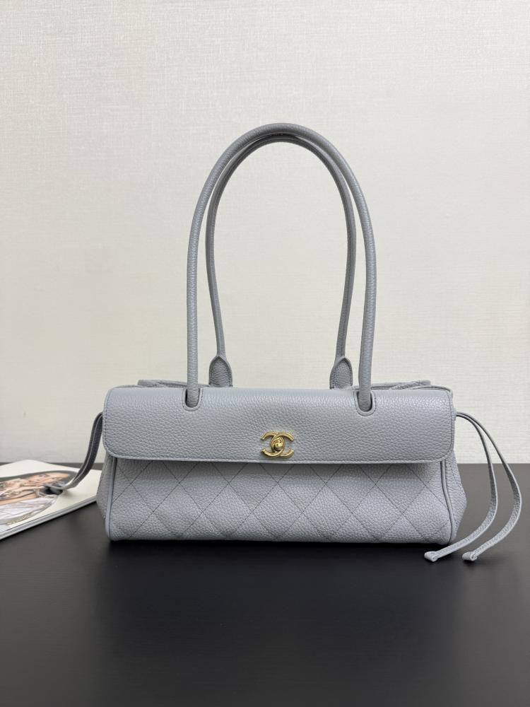 Chanel Quilted Grained Leather East-West Flap Bag
