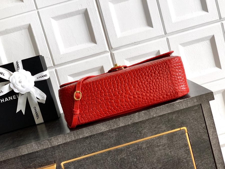Chanel Croc-Embossed Leather Flap Bag