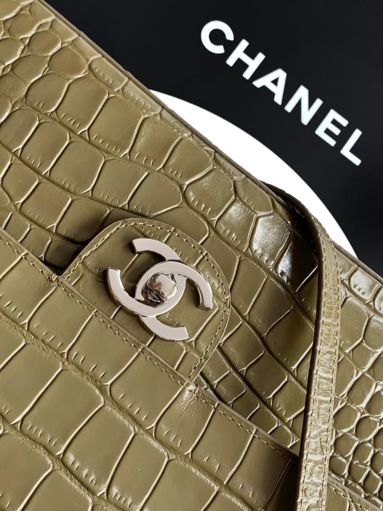 Chanel Croc-Embossed Leather Flap Bag