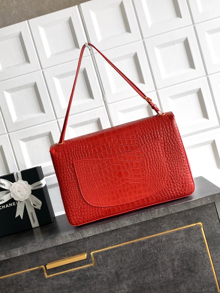 Chanel Croc-Embossed Leather Flap Bag