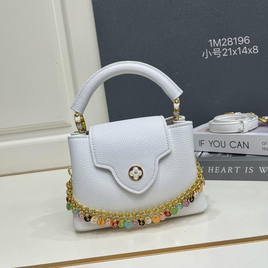 Louis Vuitton Capucines Mini Leather Bag with Charms Chain
