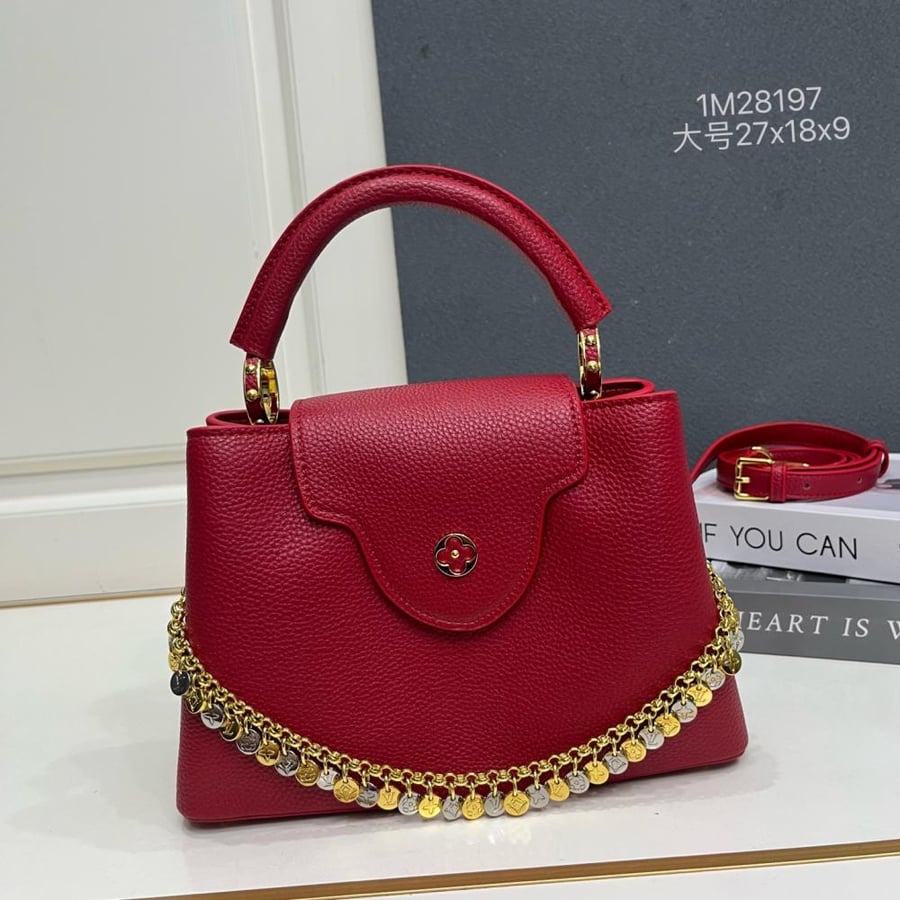 Louis Vuitton Capucines BB Leather Bag with Charms Chain
