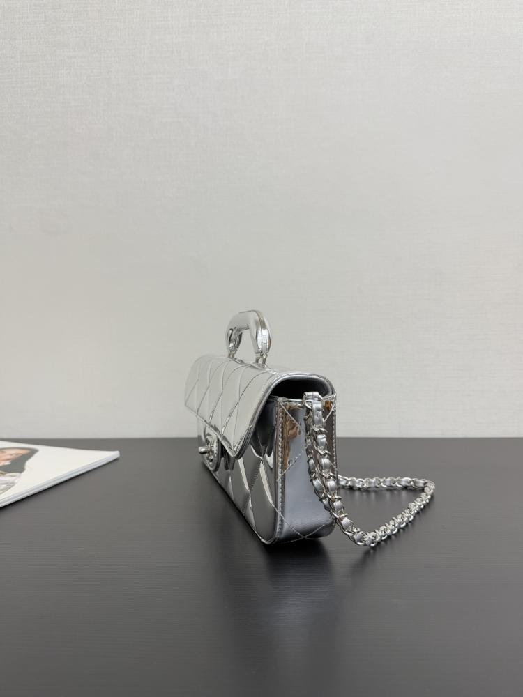 Chanel Glossy Quilted Top Handle Flap Bag