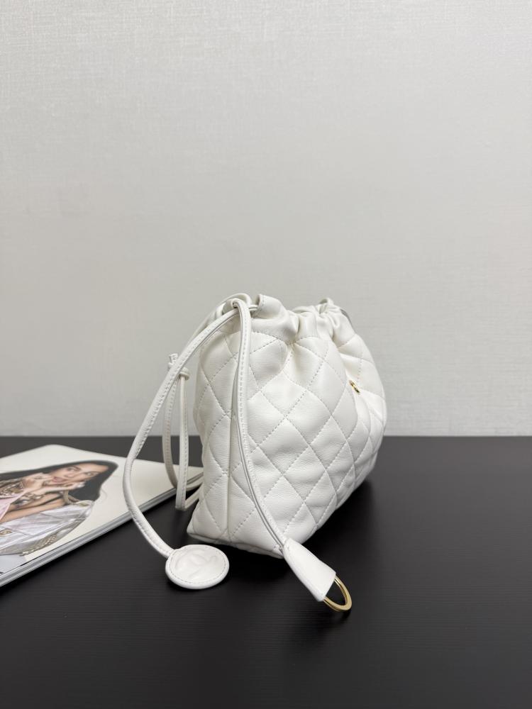 Chanel Quilted Leather Drawstring Pouch