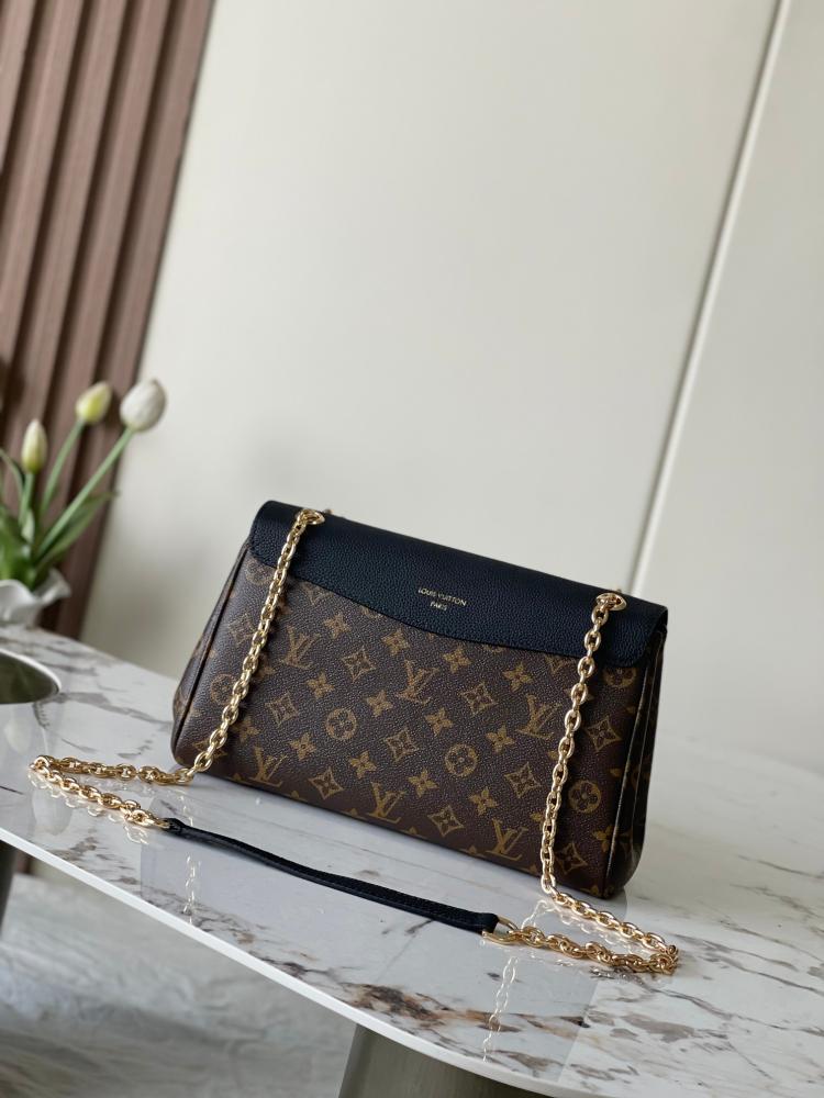 LV Monogram & Leather Mix Chain Bag