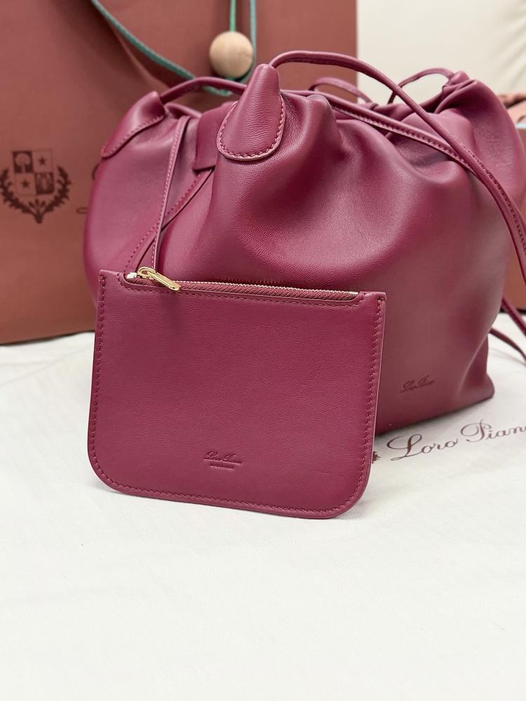 Loro Piana Bale Softy Drawstring Bucket Bag