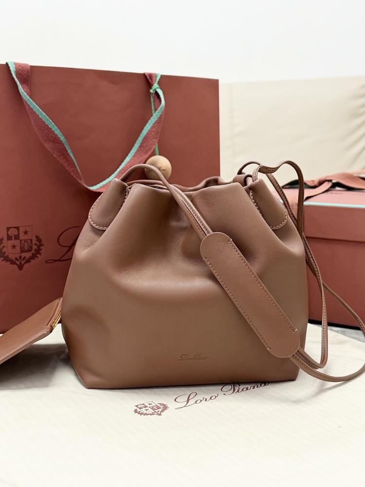 Loro Piana Bale Softy Drawstring Bucket Bag
