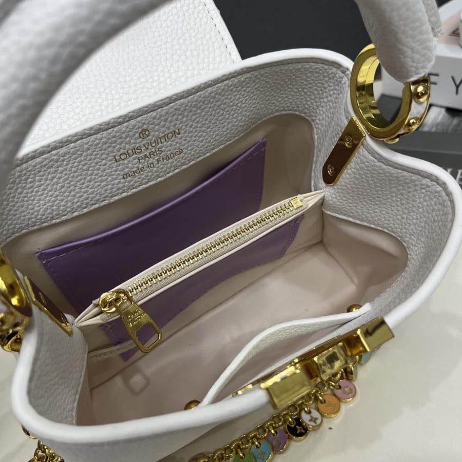 Louis Vuitton Capucines Mini Leather Bag with Charms Chain