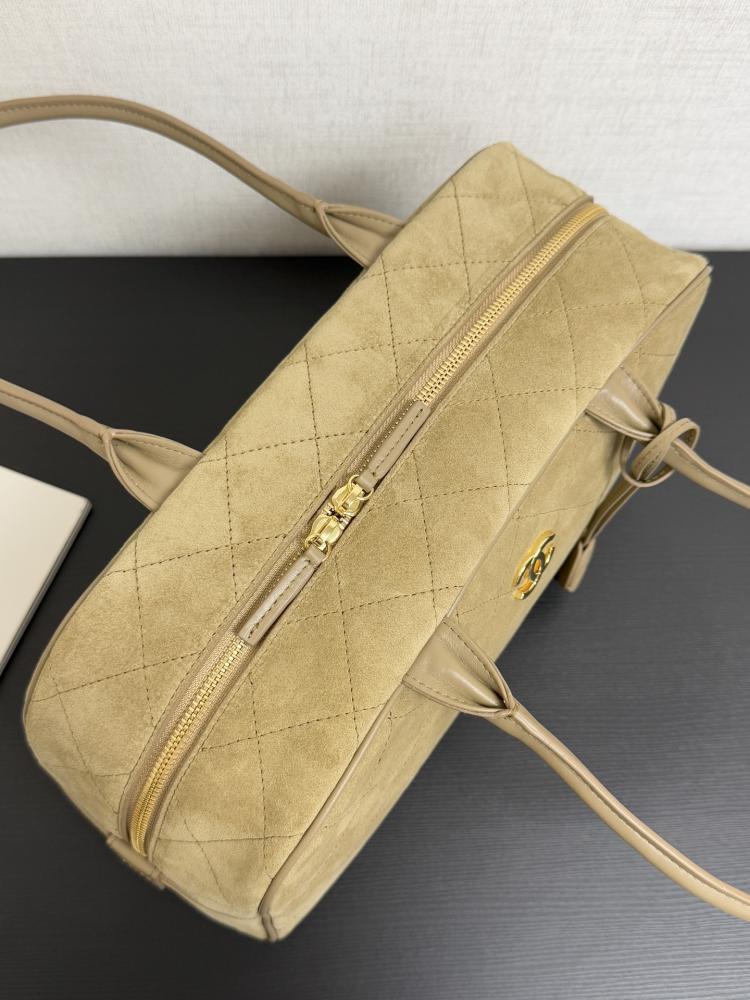Chanel Quilted Suede Bowling Bag