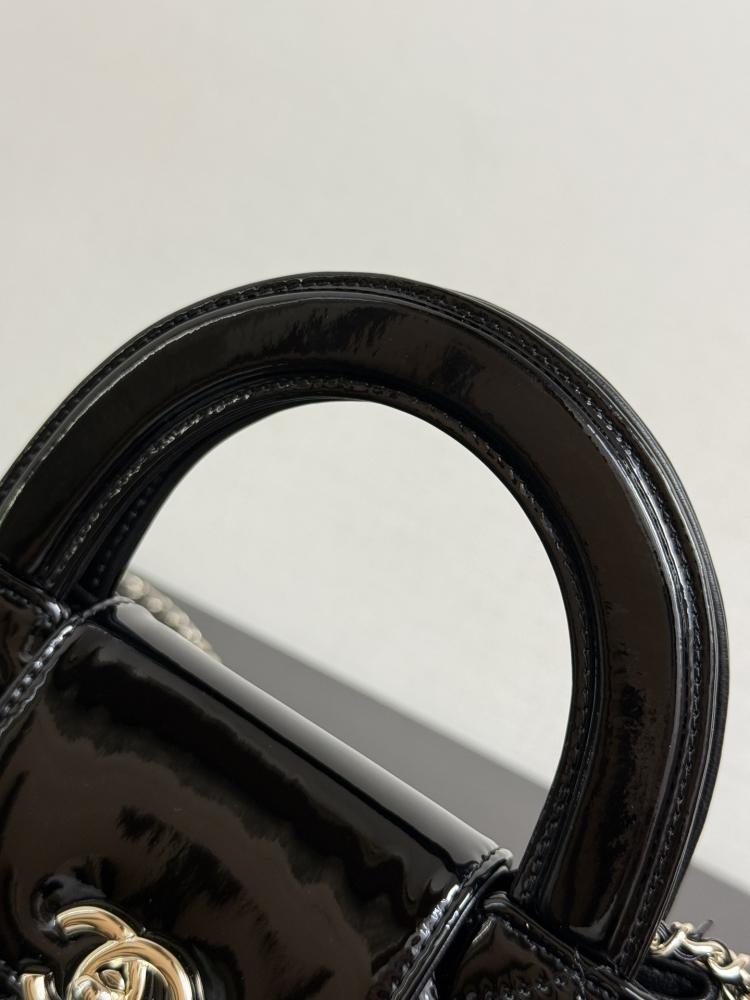 Chanel Mini Kelly Top Handle Quilted Patent Leather Bag