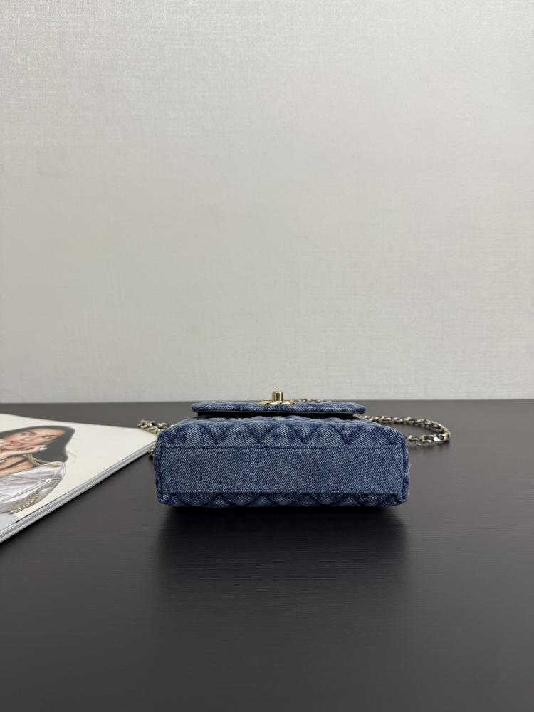 Chanel Mini Kelly Top Handle Quilted Denim Bag