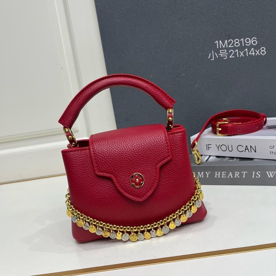Louis Vuitton Capucines Mini Leather Bag with Charms Chain