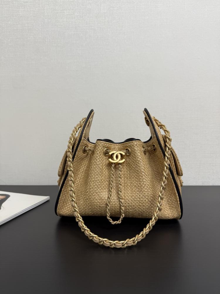 Chanel Quilted Drawstring Tote Bag