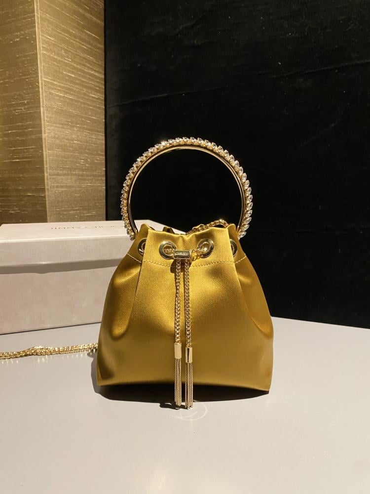 Jimmy Choo Bon Bon Satin & Crystal Embellished Bucket Bag Collection