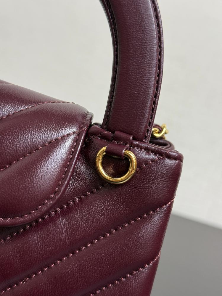 Chanel Mini Kelly Top Handle Chevron Quilted Leather Bag