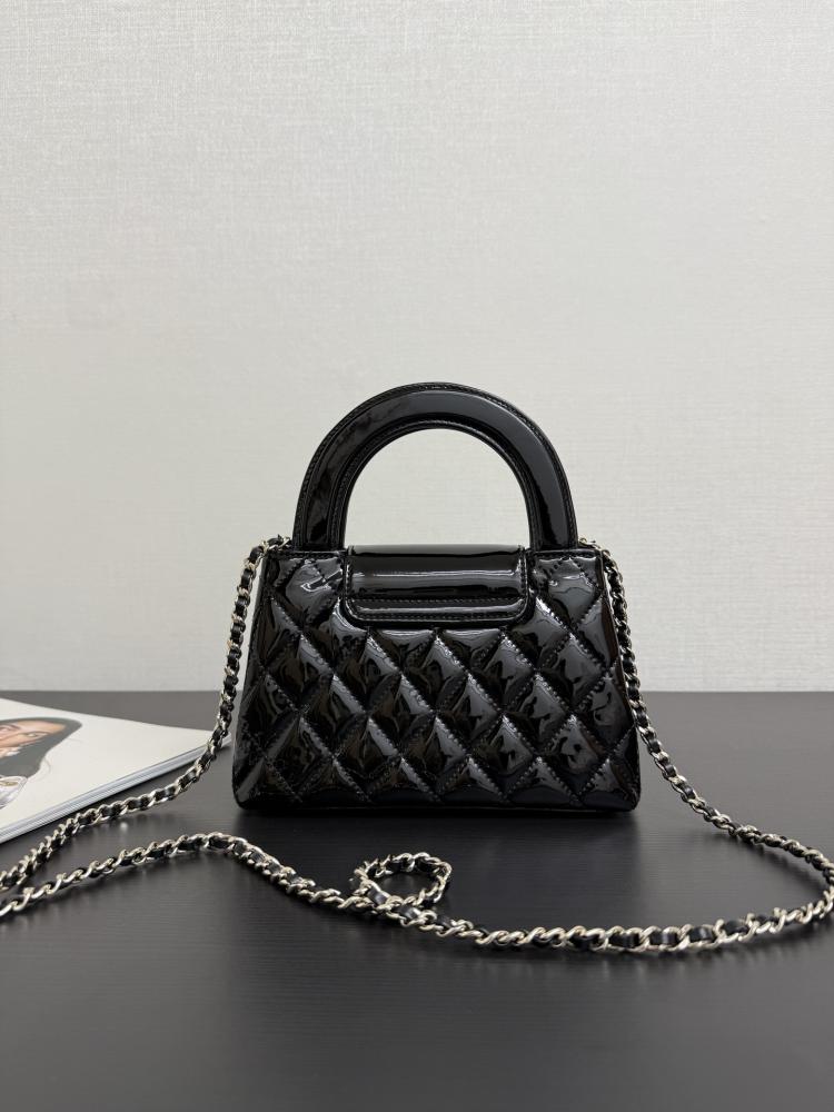 Chanel Mini Kelly Top Handle Quilted Patent Leather Bag