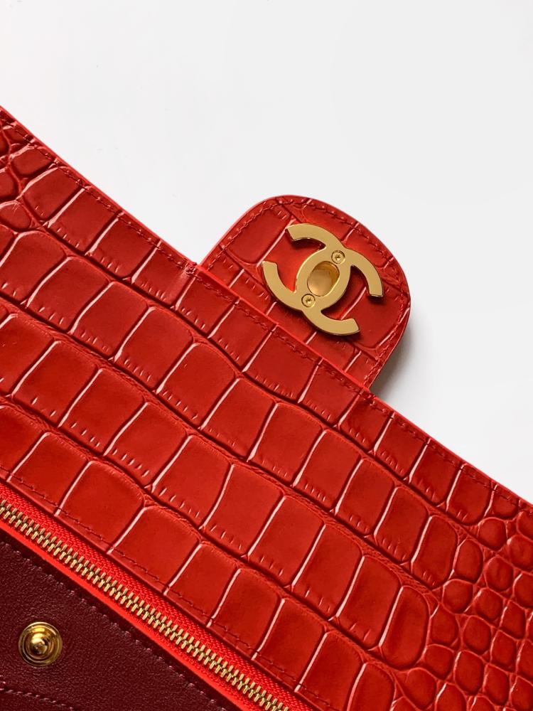 Chanel Croc-Embossed Leather Flap Bag