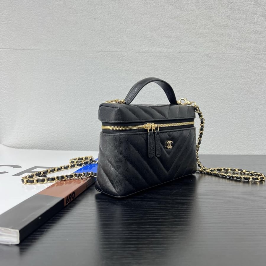 Chanel Quilted Grained Leather Vanity Case
