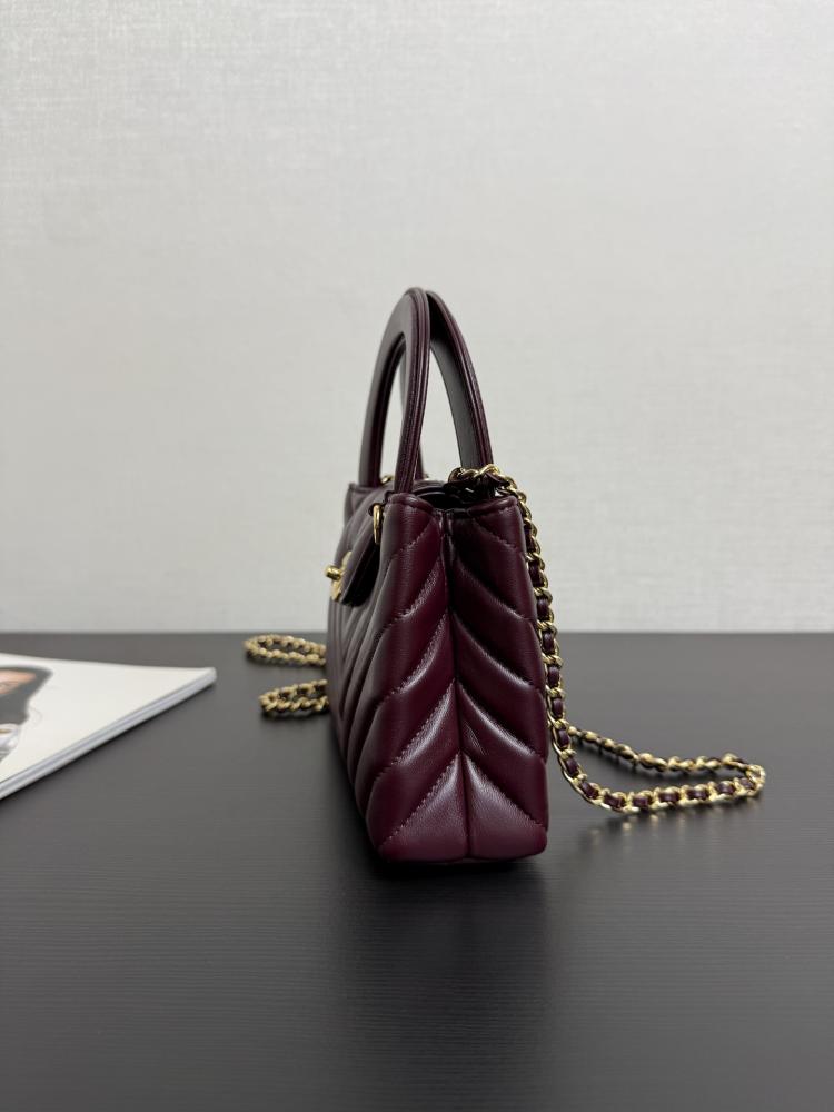 Chanel Mini Kelly Top Handle Chevron Quilted Leather Bag