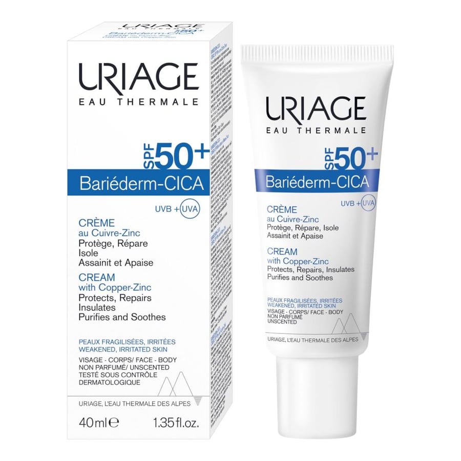 صورة عبوة يورياج باريديرم سيكا كريم Cu Zn مع SPF 50 بلس حجم 40 مل