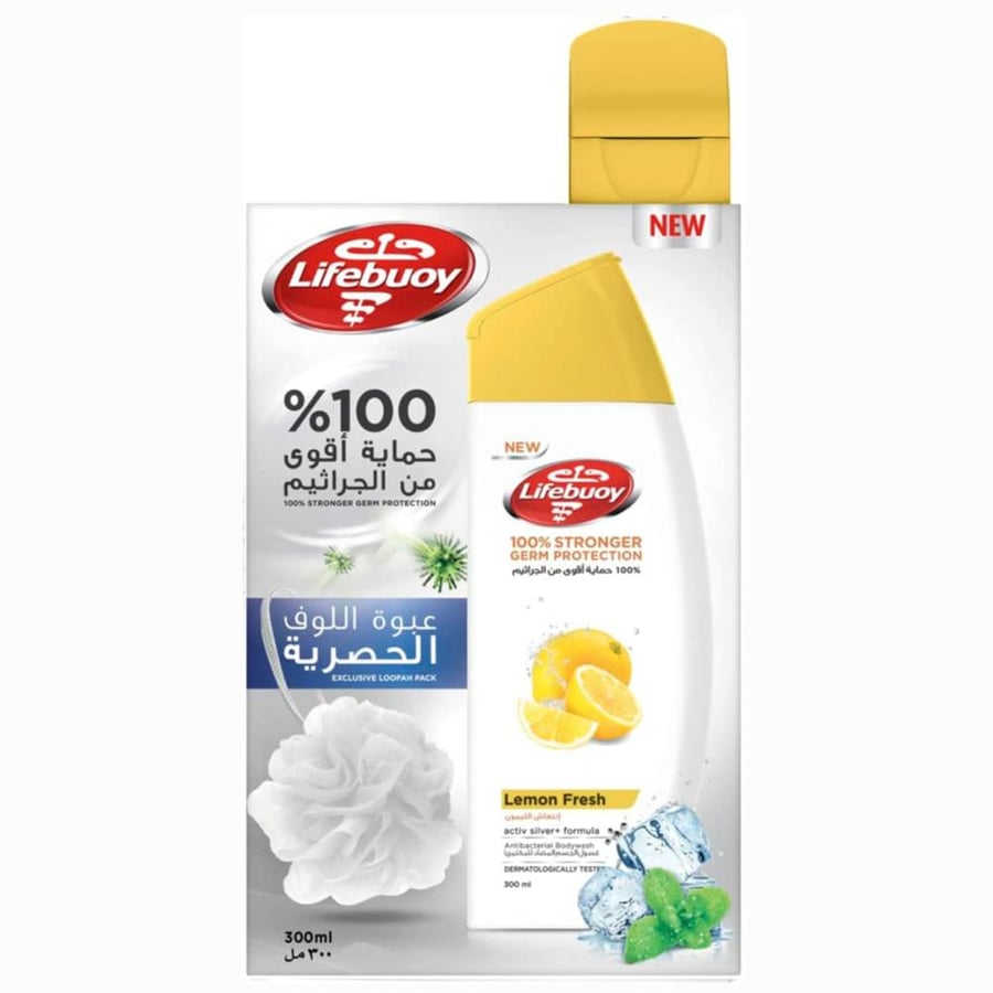 لايف بوي غسول للجسم ليمون منعش مع ليفة 300مل