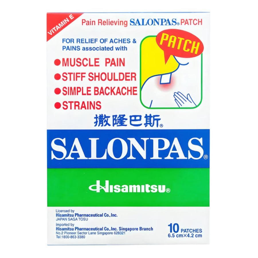 Salonpas لصقات مسكنة 6.5 × 4.2 سم - 10 لصقات