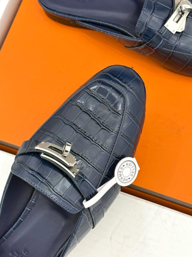 هيرميس مول كيلي جلد تمساح كحلي | Hermès Kelly Navy Crocodile Mule