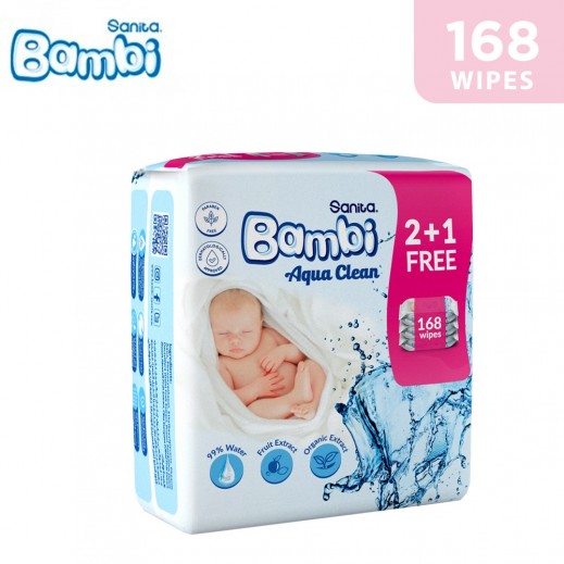 SANITA BAMBI AQUA CLEAN (2+1) 168 WIPES