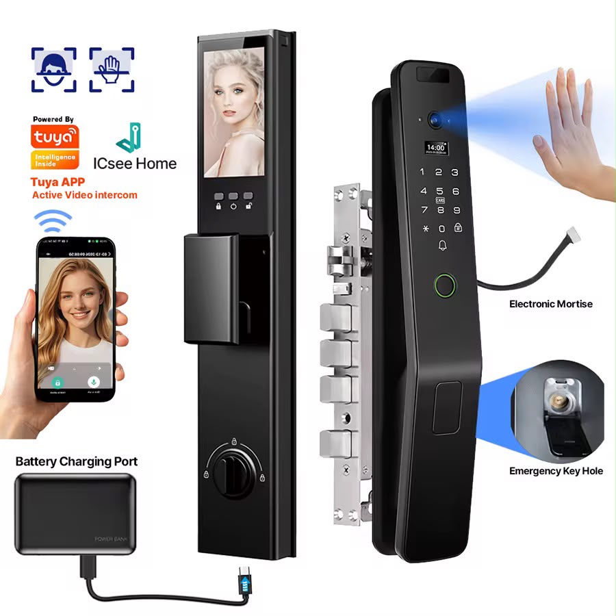 قفل ذكي الكتروني مزود بنظام اتصال فيديو و بصمة وجه Smart Lock TB TUYA C006-H