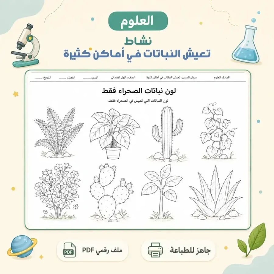 نشاط تعيش النباتات في أماكن كثيرة - تلوين تفاعلي
