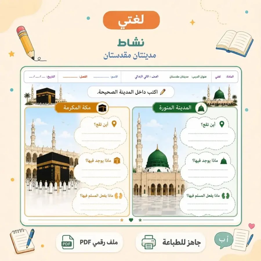 نشاط مدينتان مقدستان - كتابة تفاعلية