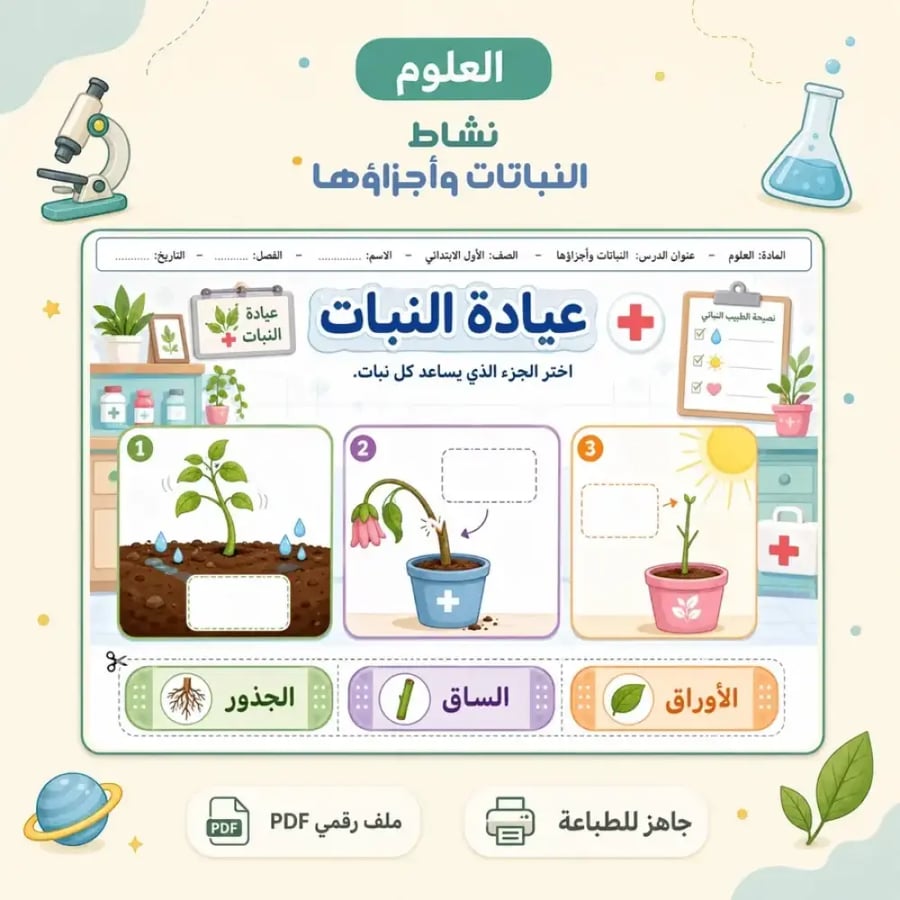 نشاط النباتات وأجزاؤها - بطاقات تصنيف تفاعلية