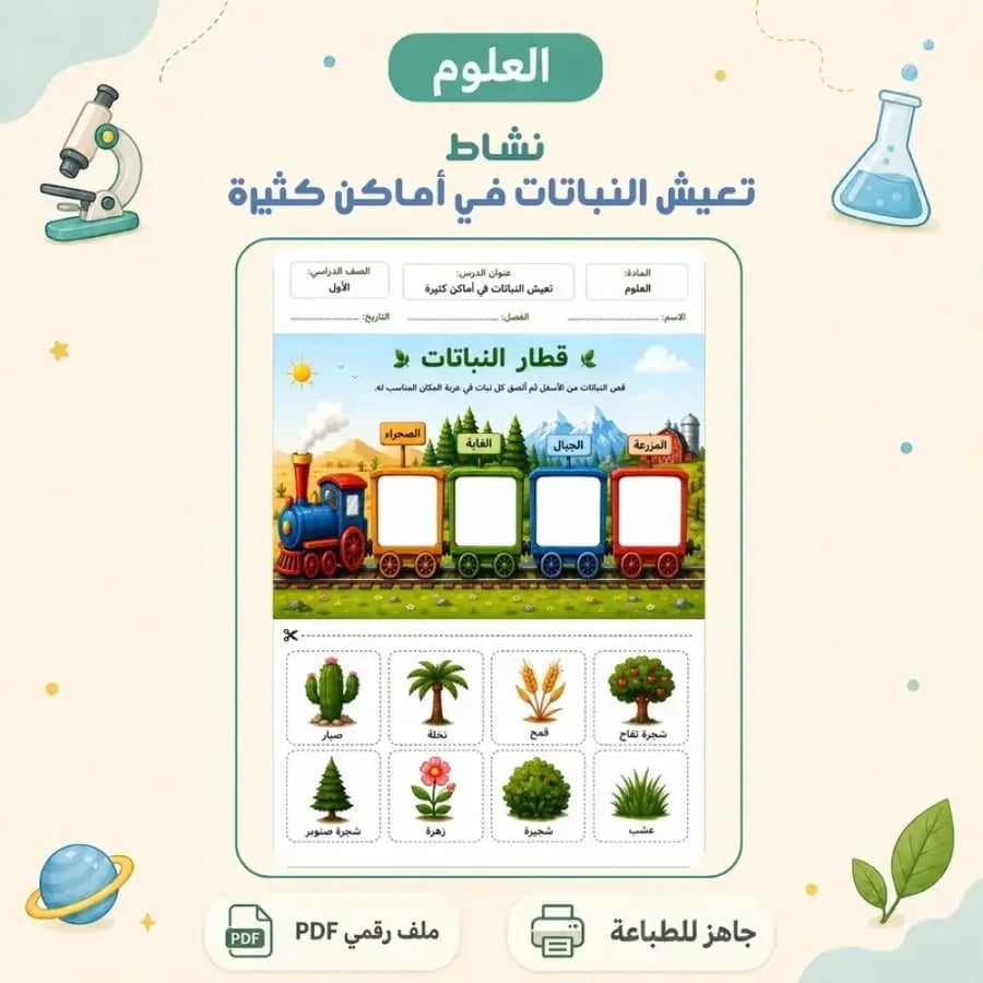 نشاط تعيش النباتات في أماكن كثيرة - بطاقات تصنيف تفاعلية