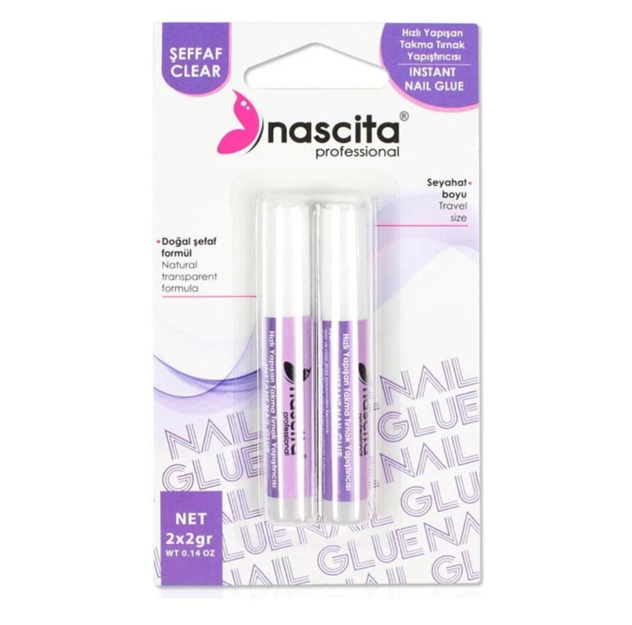 Natural glue for artificial nails, transparent, from Nasita