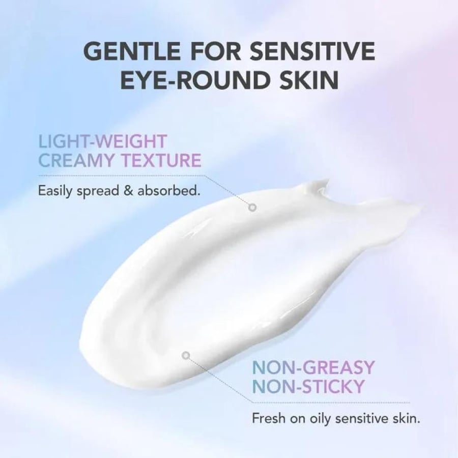 Advanced eye serum Radiance Glow with lightweight serum texture, enriched with 3X vitamin C, niacinamide, sakura extract, collagen, and peptides