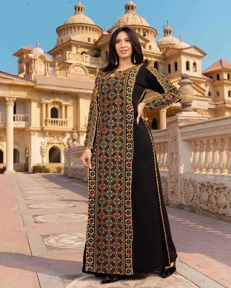 Luxurious embroidered thobe with an elegant heritage design, with a hijab A-128