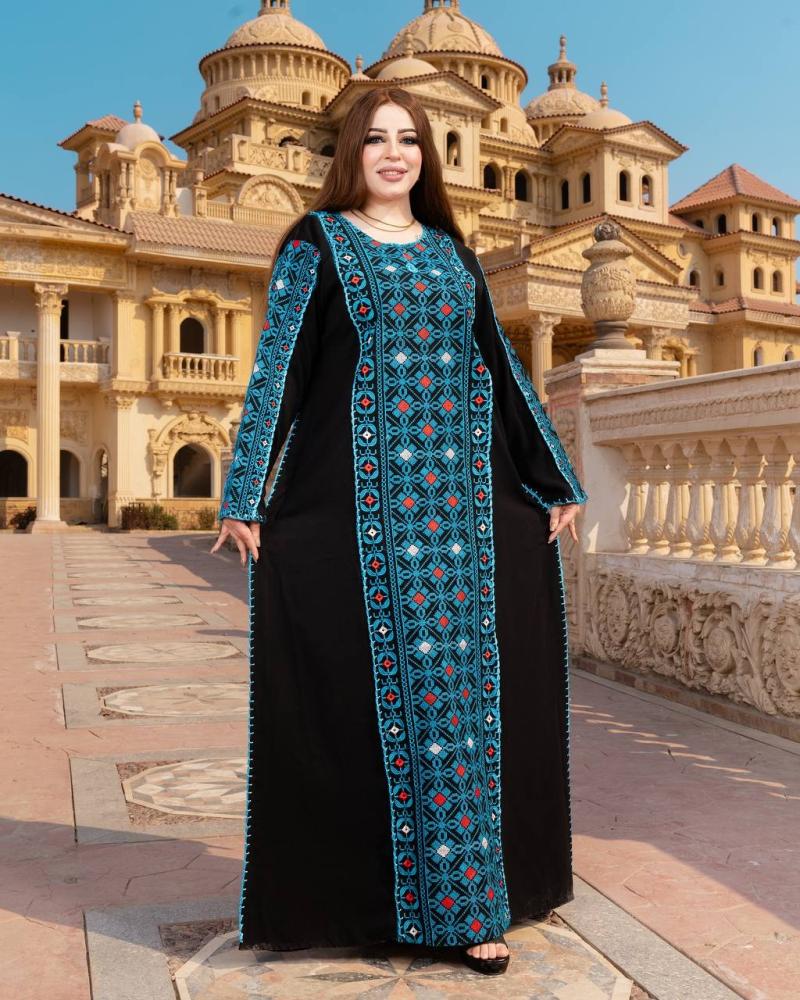Luxurious embroidered thobe with an elegant heritage design, with a hijab A-128