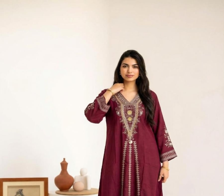 Women's Jalabiya with royal luxurious embroidery SM - 95