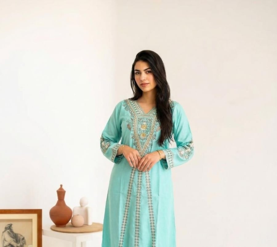 Women's Jalabiya with royal luxurious embroidery SM - 95