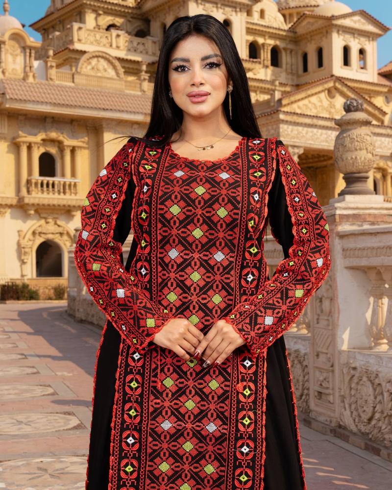Luxurious embroidered thobe with an elegant heritage design, with a hijab A-128
