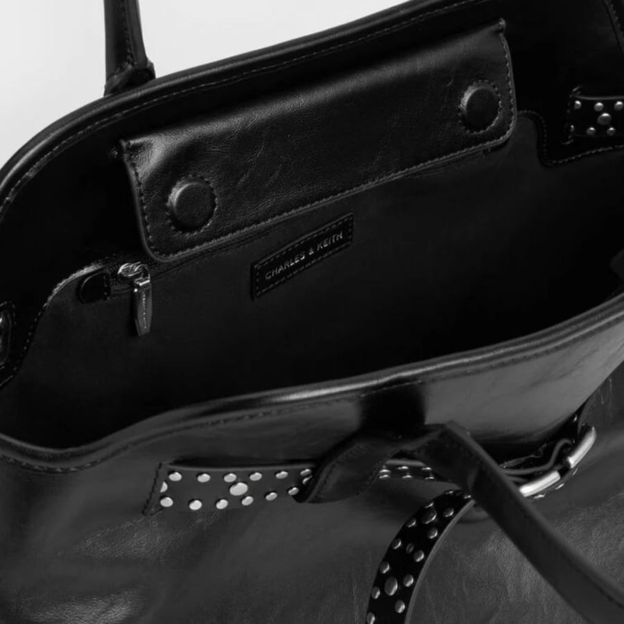 Victoria Studded Belted Trapeze Bag