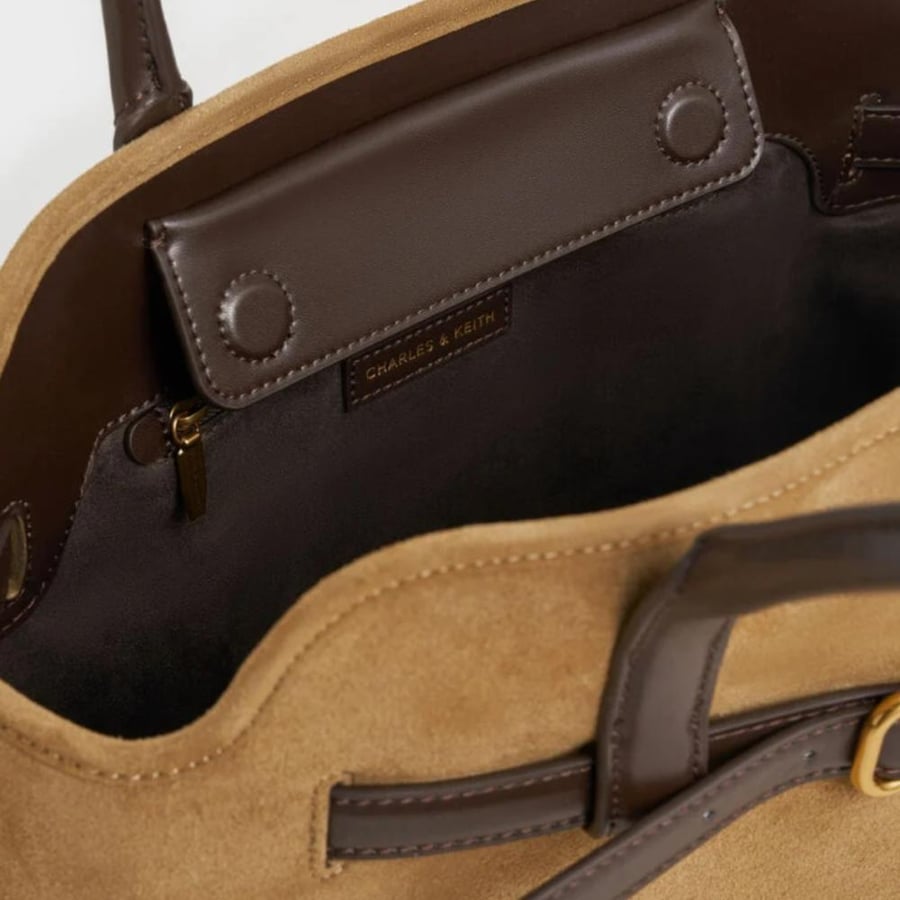 Victoria Recycled Suede Belted Trapeze Bag
