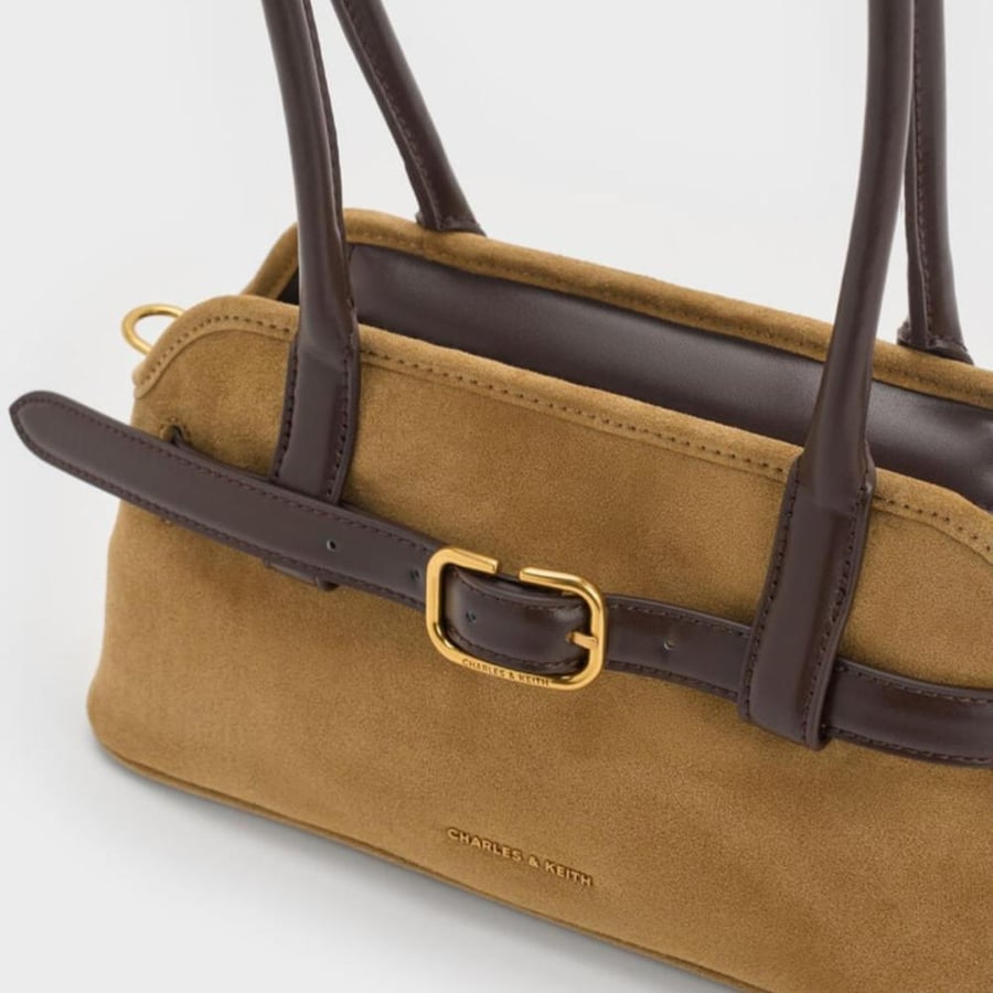 Victoria Recycled Suede Belted Elongated Bag