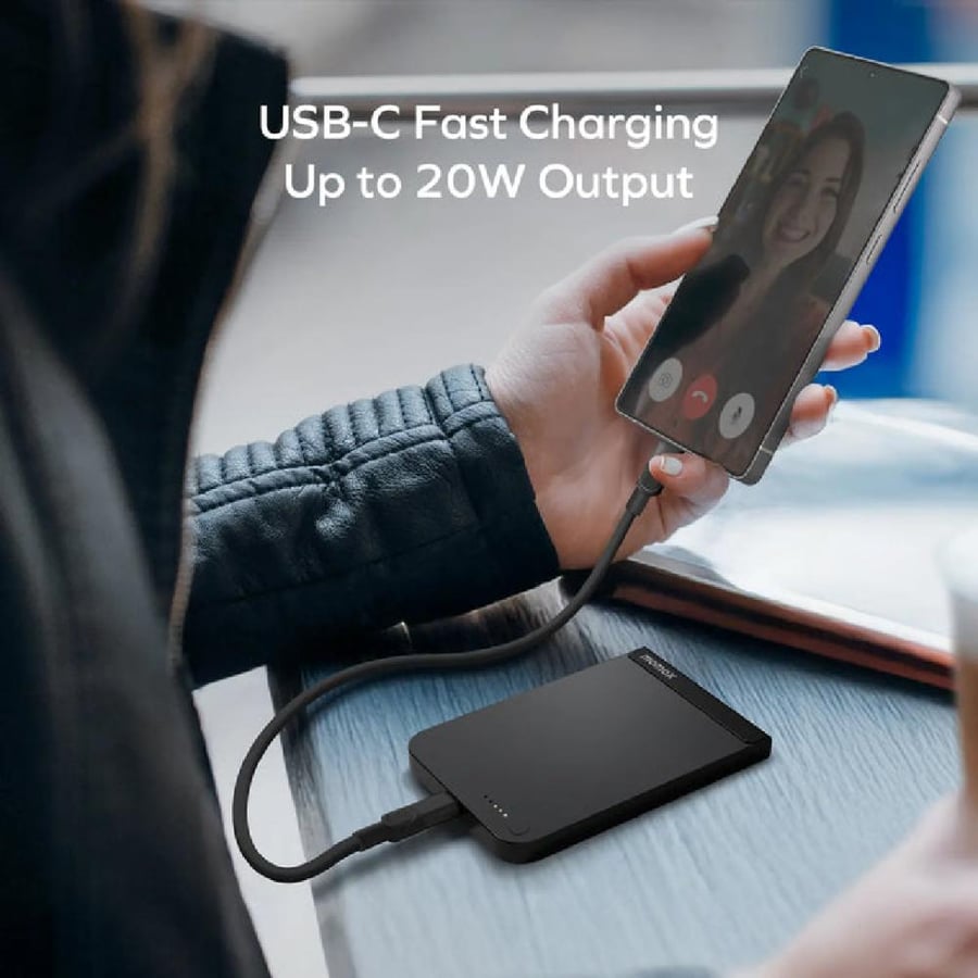 موماكس - بطارية متنقلة مغناطيسية بسعة 10000 مللي أمبير بقوة 15 واط 1‑Power S.Pass - تيتانيوم