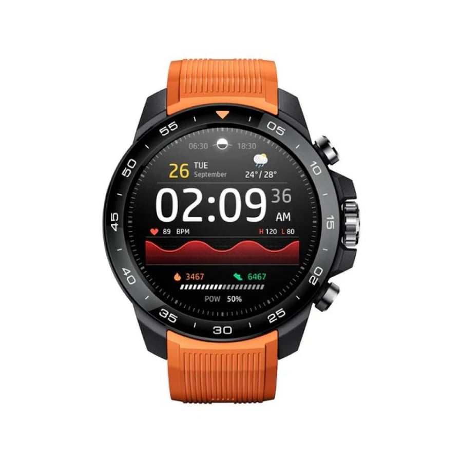 ميبرو - ساعة ذكية GS Explorer S  تجمع بين التصميم الأنيق والميزات - اسود/برتقالي